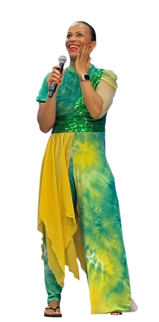 ASCEND: Collection | Contemporary Watercolor Lycra & Sequin One-Piece Jumpsuit (Final Sale)