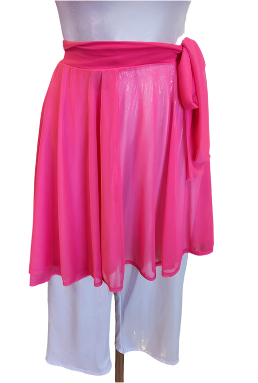 Pink Mesh Wrap-Around Overlay Skirt (Final Sale)