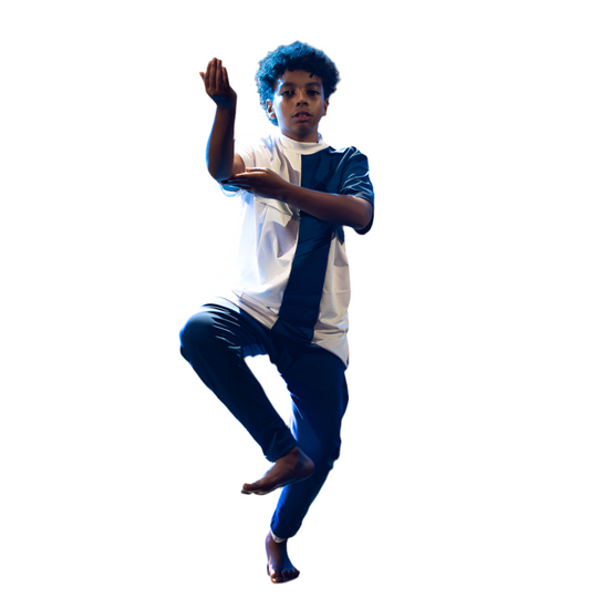 David Male Tunic | White with Blue Lycra – Kingdom Covenant Collection