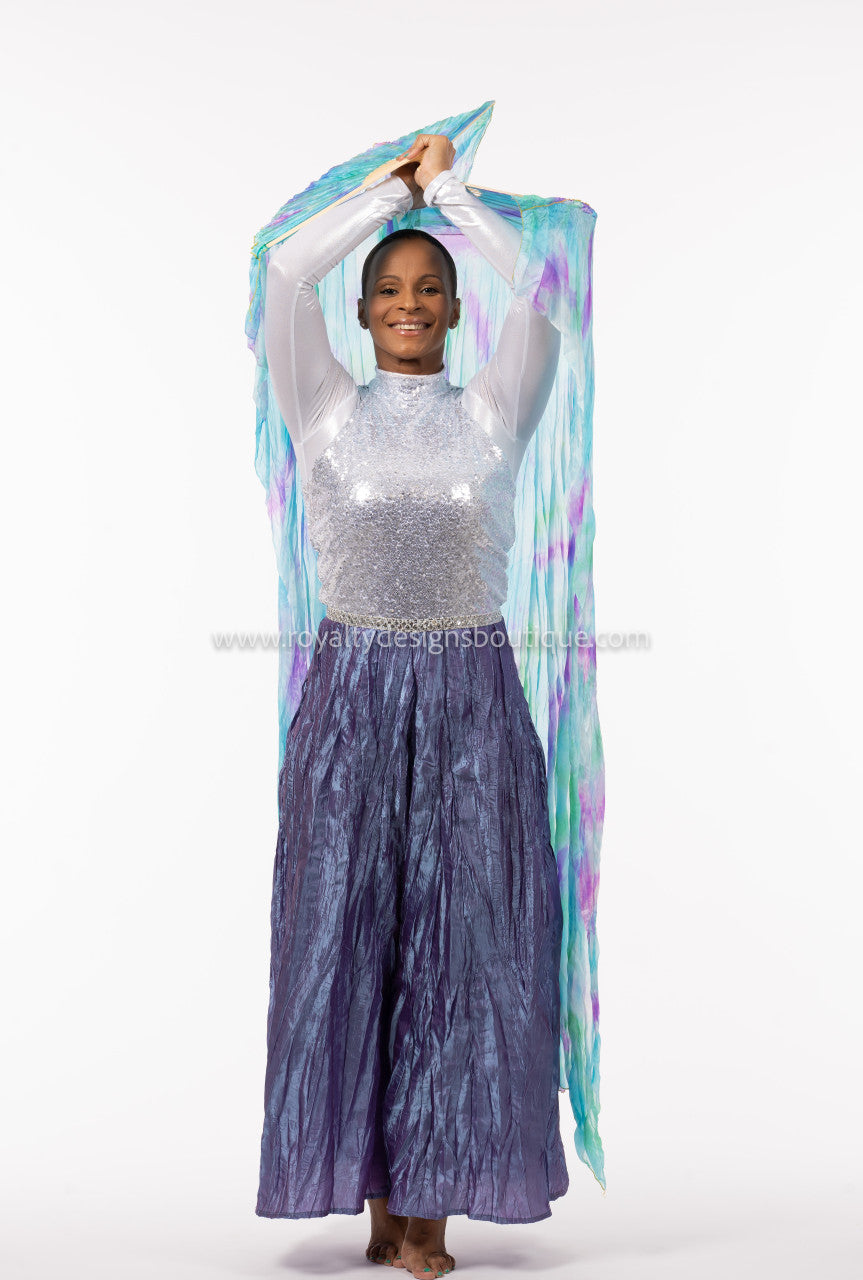 * El Vive! 'Unitard- Purple Pants with Silver Sequin Top Dance Garment