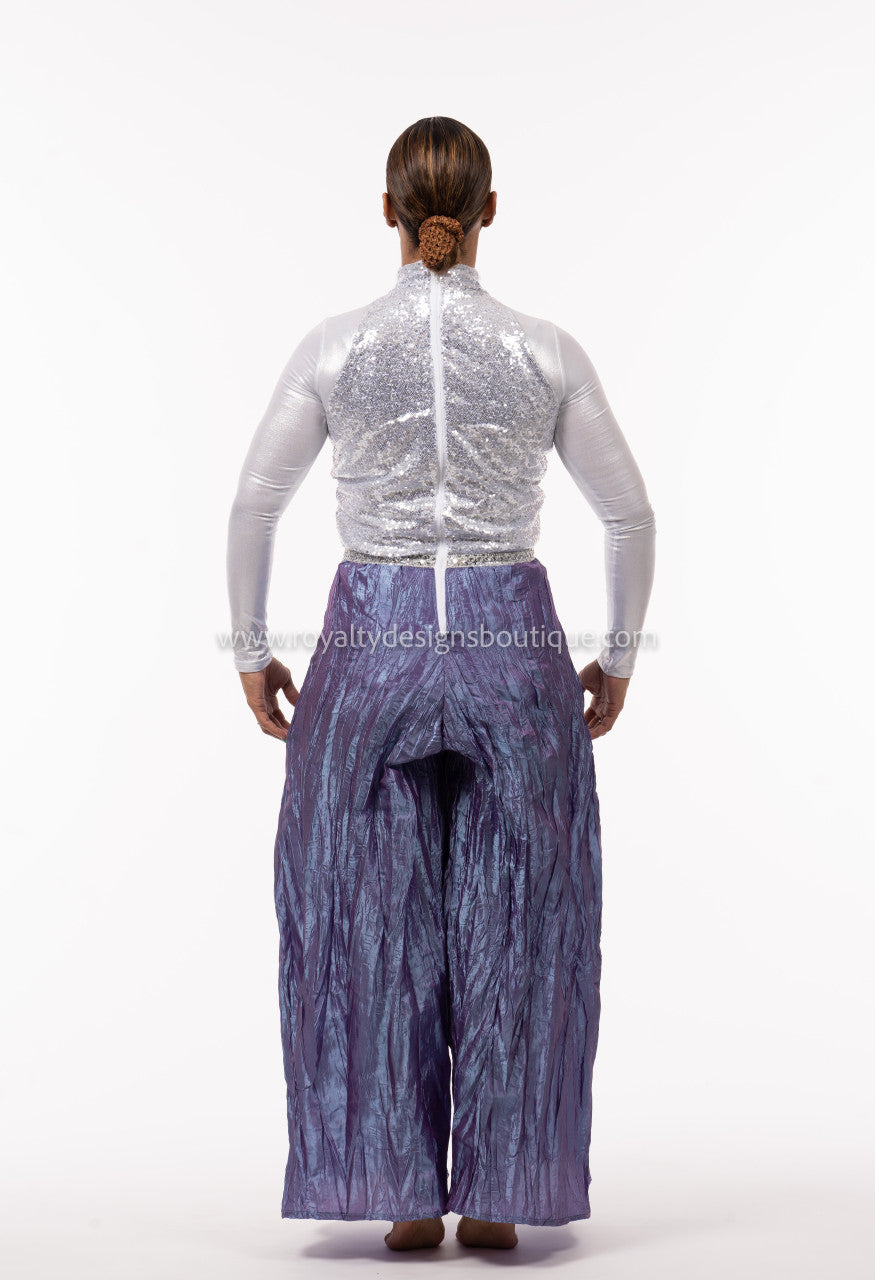 * El Vive! 'Unitard- Purple Pants with Silver Sequin Top Dance Garment