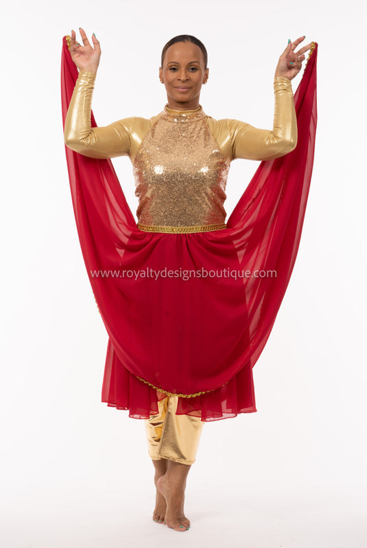 JOY Collection Praise Dress : Gold Sequin Top with Customizable Chiffon Skirt : Best Seller