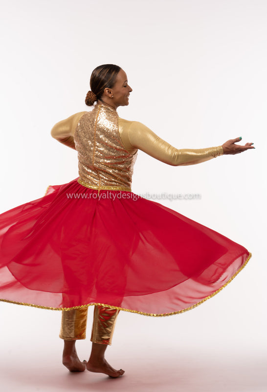 JOY Collection Praise Dress : Gold Sequin Top with Customizable Chiffon Skirt : Best Seller