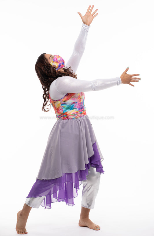 Asymmetrical Halter Top Praise Dance Tunic Dress (Final Sale)