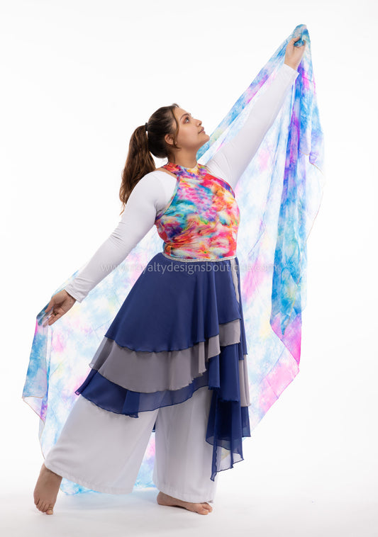 Asymmetrical Dance Tunic with decor trimming on the waist REVIVAL