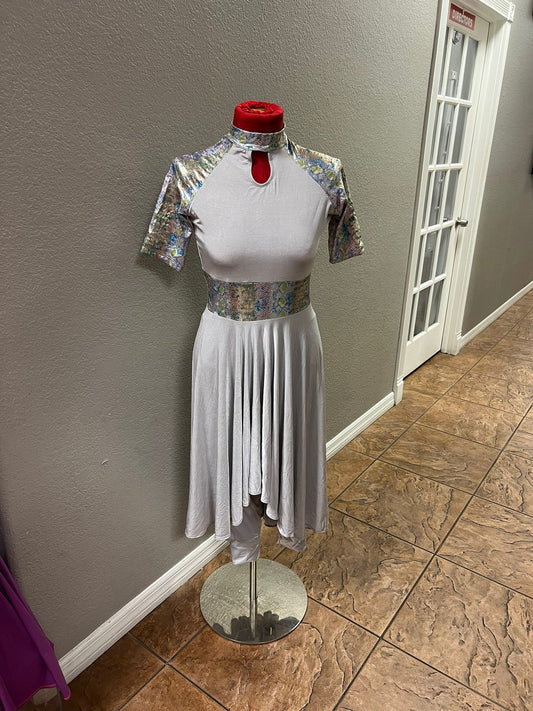 Silver and Tie-Dye Lycra Praise Dance Tunic