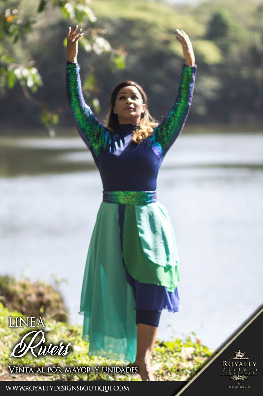 Set Praise Dance Unitard & Chiffon Skirt RIVERS