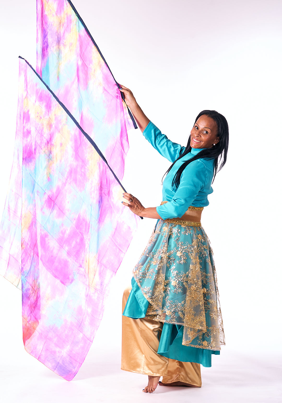 Praise & Worship Dance Flags (Set of 2) – Silk Pair | Flex Rod | 22” x 43” | Solid & Multicolor