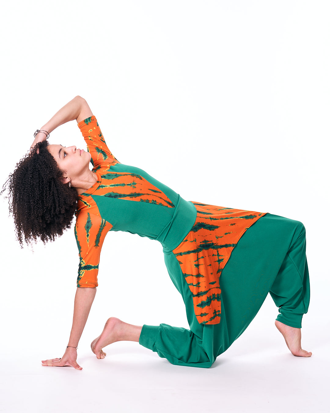 Harem Pants – Green with Batik Print Waist | Praise & Prophetic Dancewear | ARISE Collection