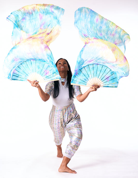 Shimmer of Grace – Iridescent Grey & Green 3/4 Sleeve High Neck Lycra Praise Dance Unitard (Copy)