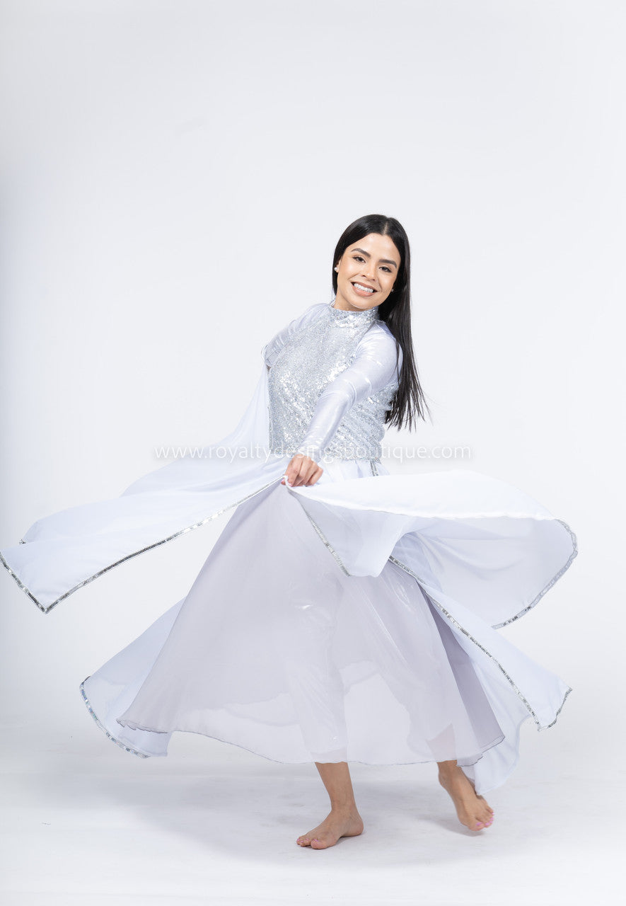 white praise dance dress Princess in Sequin and Chiffon Size:12-HEM UP Square Neck Bodycon Mini This dress runs small YGroup_5JSW8725