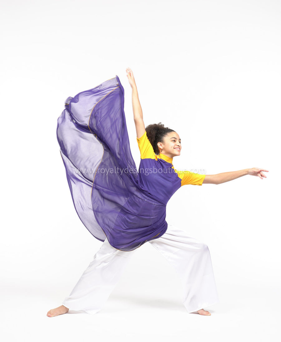 Yellow & Royal Blue Mesh Overlay Dance Tunic (Final Sale)