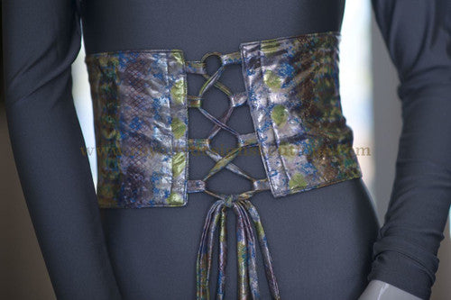 Blue/Silver/Green Metallic Lace-Up Waist Sash / Belt (Final Sale) *