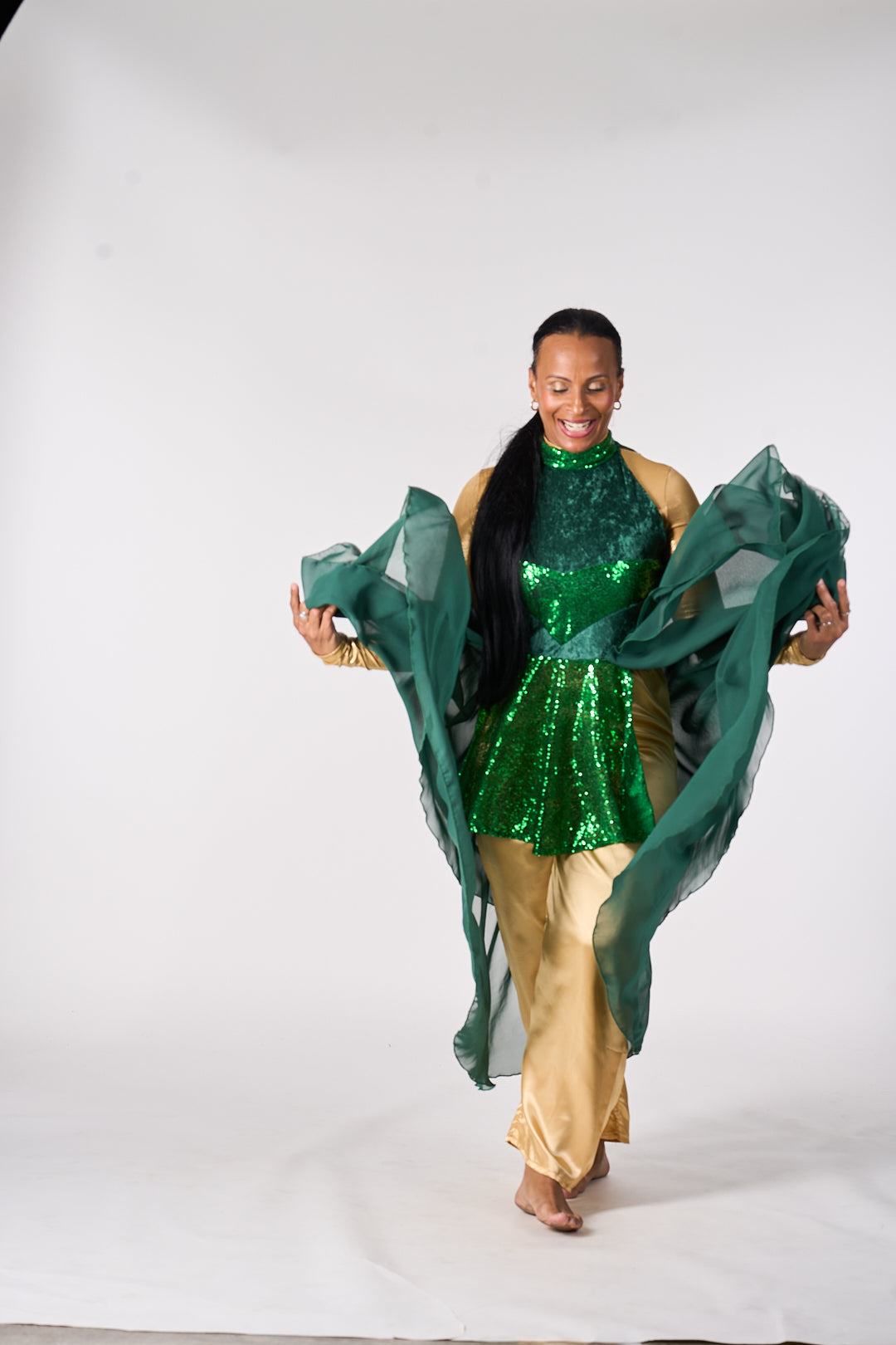 Green Velvet & Sequin Dance Tunic – Emmanuel Collection
