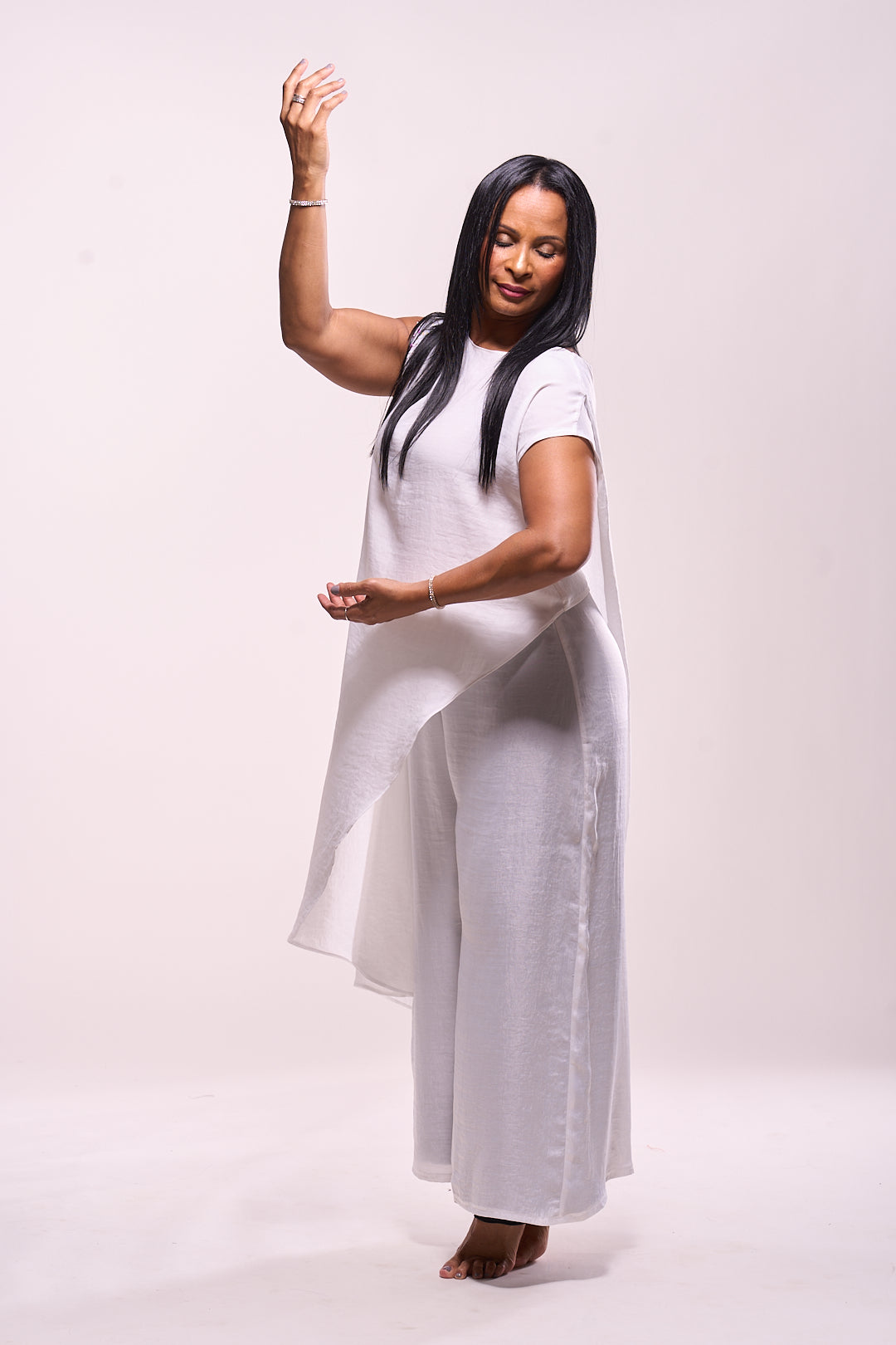 🔥 “Anointed” Silk Cape Top with Sequin Shoulder : YES Collection