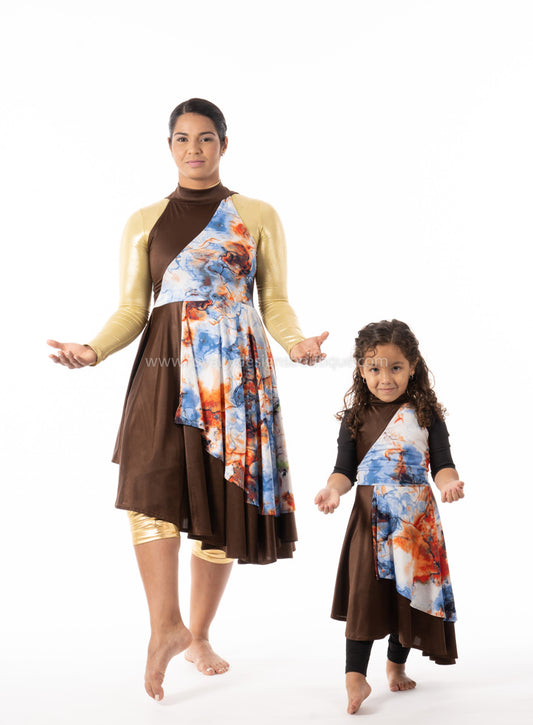 Brown/Tie-Dye Praise Dance Lycra Ephod (Final Sale)