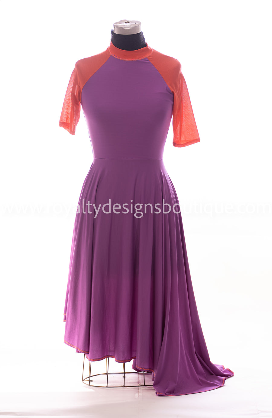 VICTORY Purple and Orange 3/4 Sleeve Dance lycra Tunic (Final Sale ! )