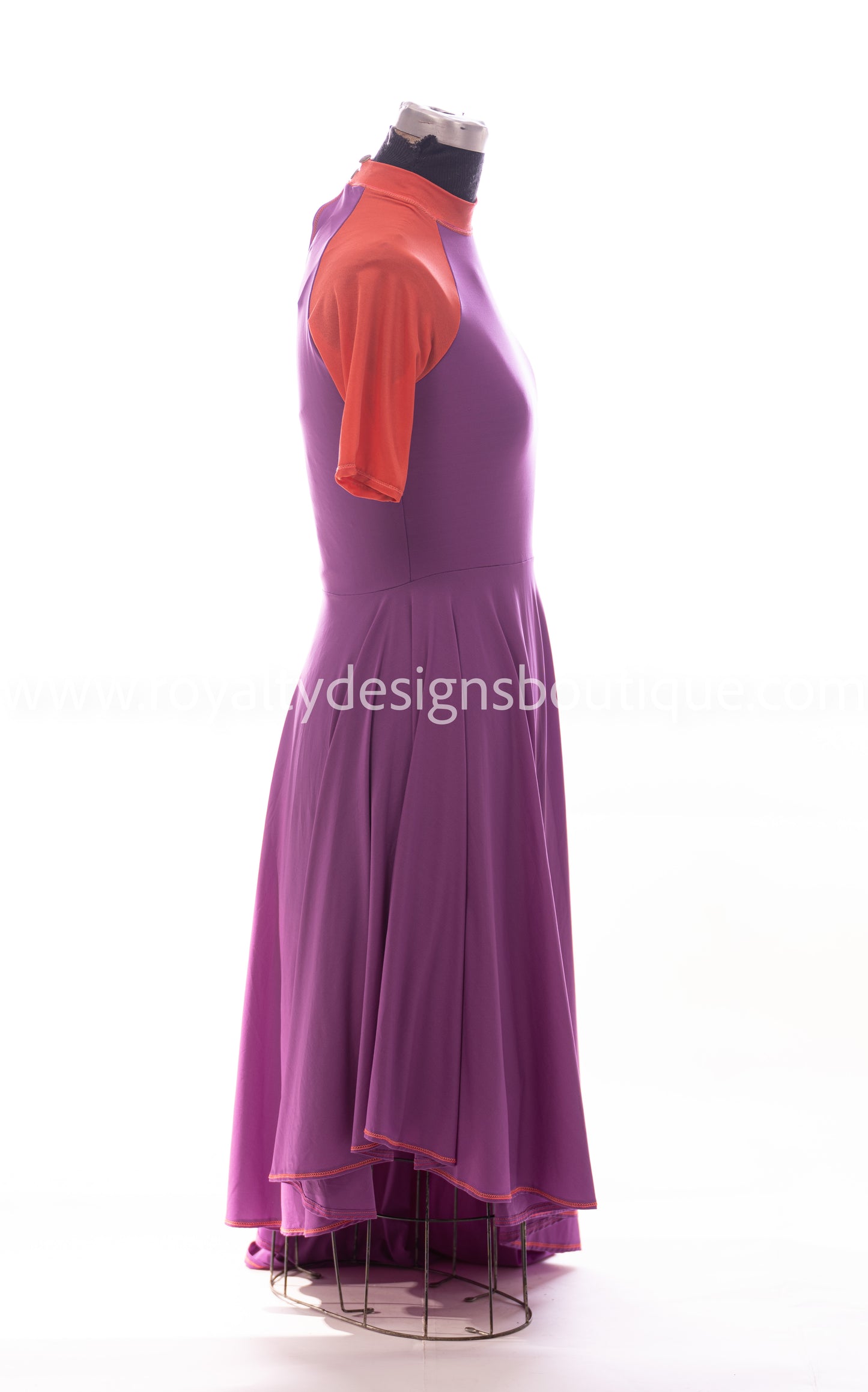 VICTORY Purple and Orange 3/4 Sleeve Dance lycra Tunic (Final Sale ! )