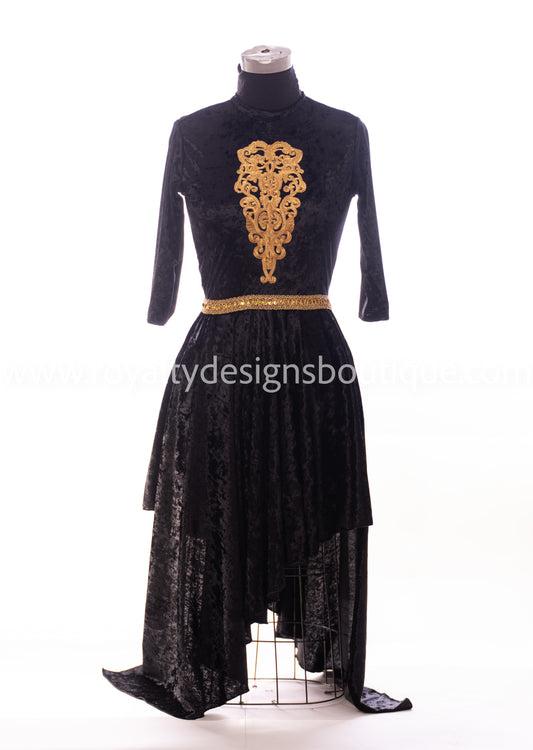 Velvet Worship Tunic with Gold Chest Accent & Waist Trim – Emporium Collection
