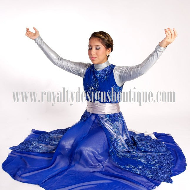 Ruth Collection – 3-Layer Lace & Chiffon Worship Dance Dress | Custom Praise Garments