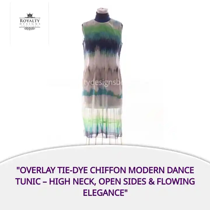 &quot;Overlay Tie-Dye Chiffon Modern Dance Tunic &ndash; High Neck, Open Sides &amp; Flowing Elegance&quot; by@Outfy